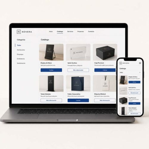 Mockup del servicio de catálogo web en WordPress de Plus Marketing