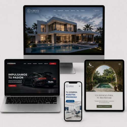 Mockup del servicio de landing page en WordPress de Plus Marketing