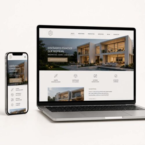 Mockup del servicio de web corporativa de 4 a 6 secciones de Plus Marketing