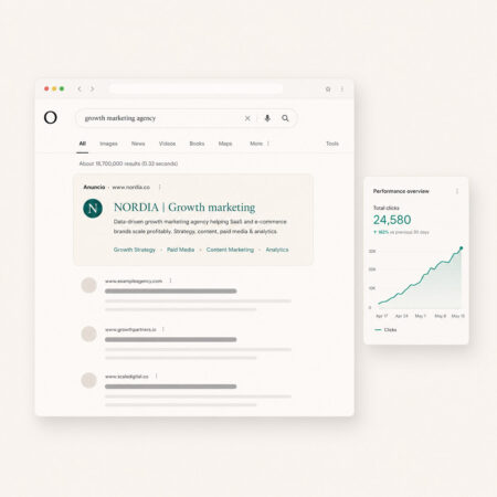 Mockup del servicio de campaña de Google Ads de Plus Marketing