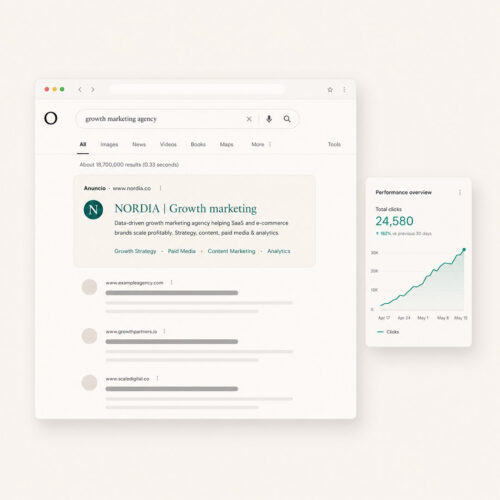 Mockup del servicio de campaña de Google Ads de Plus Marketing